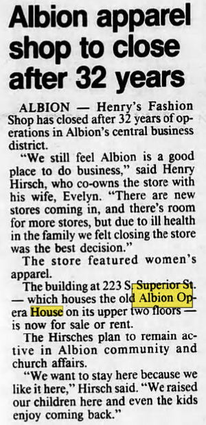 Albion Opera House - Oct 13 1986 Article (newer photo)